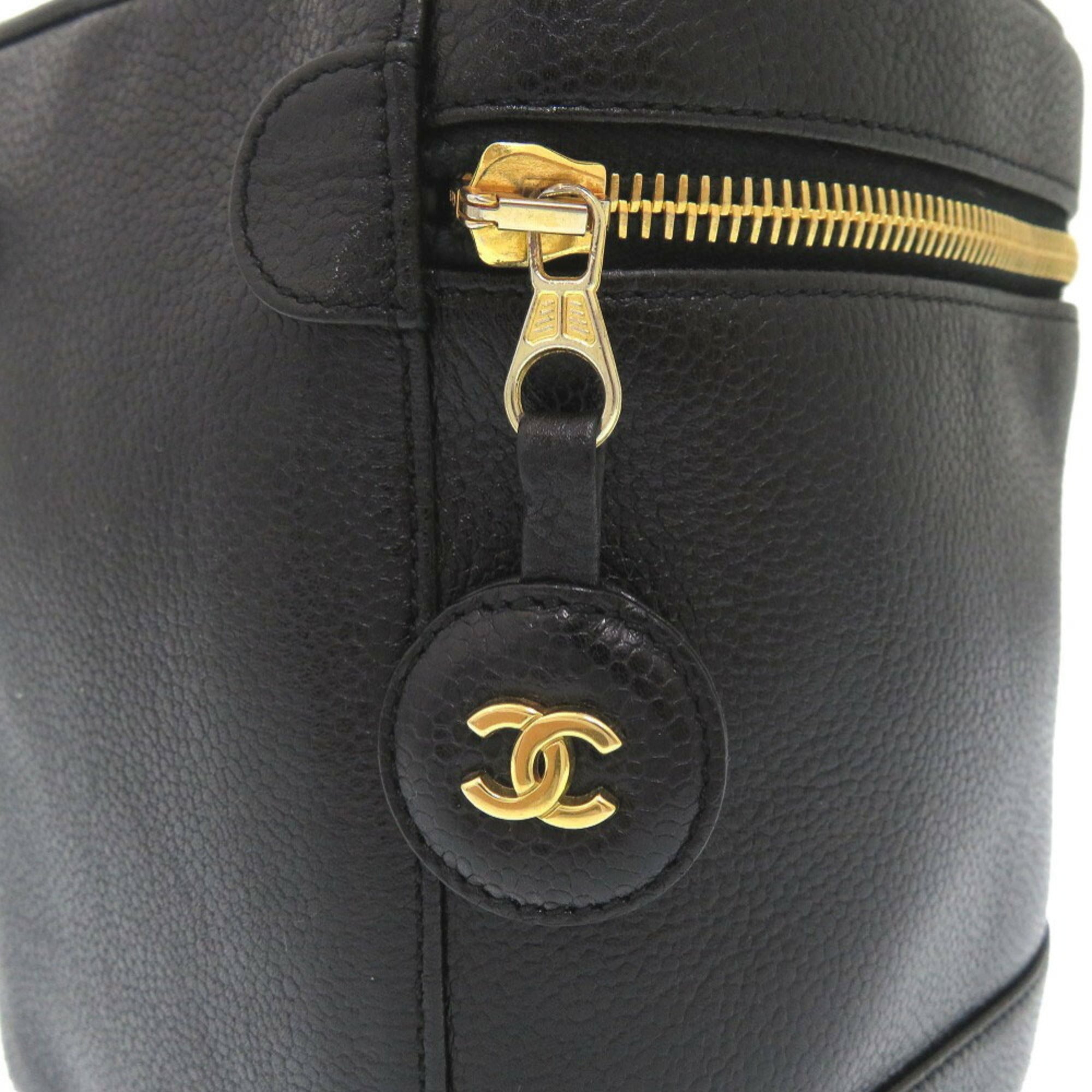 Chanel Black Grained Calfskin Handbag Vanity Bag