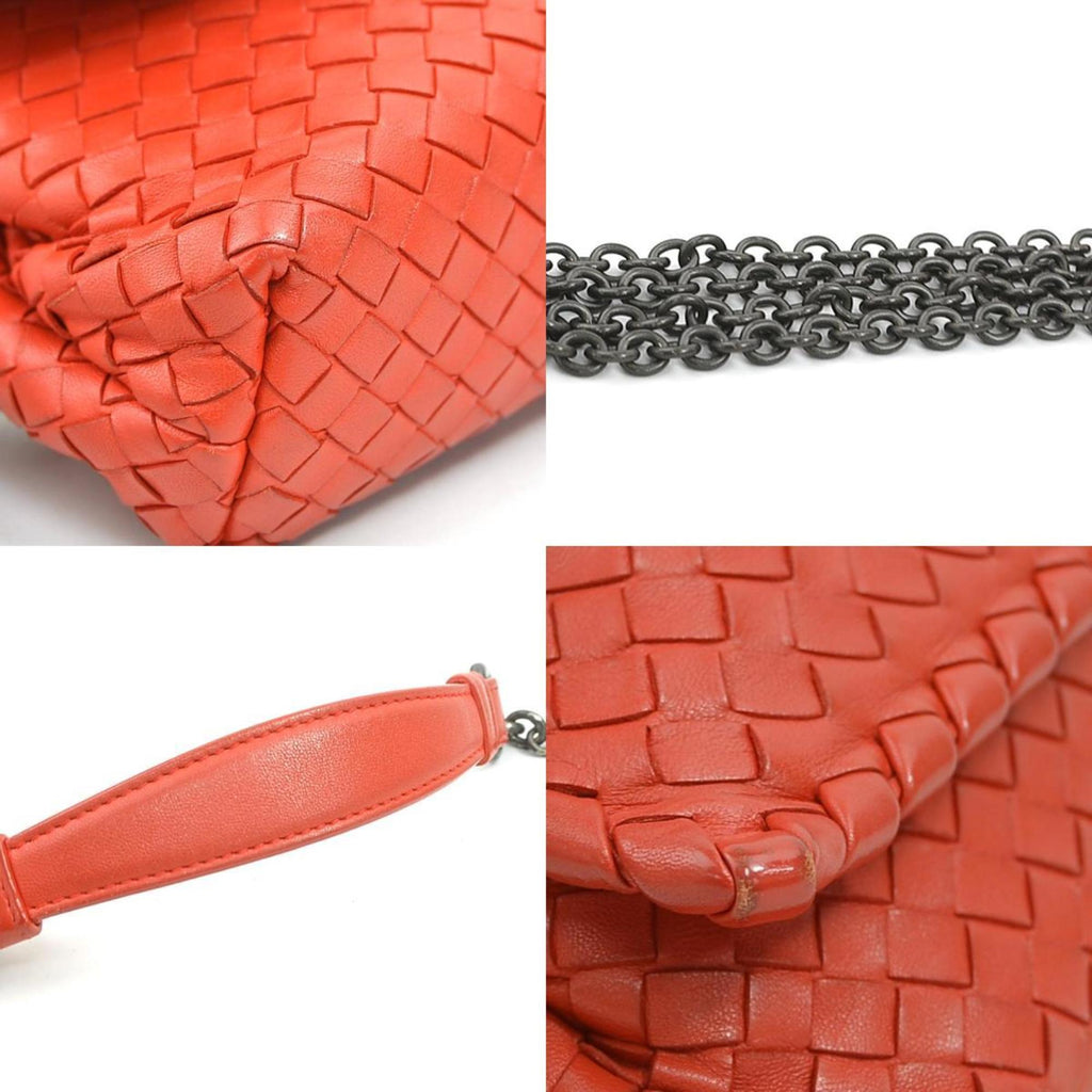 Bottega Veneta Red Color Intrecciato Shoulder Bag