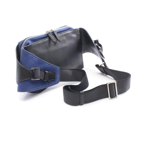 Balenciaga Black Navy Canvas Leather Fanny Pack