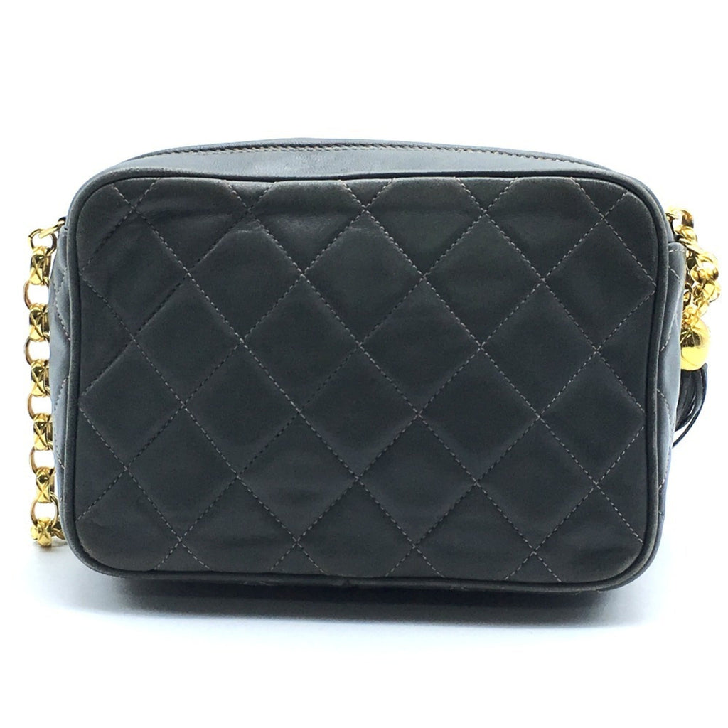 Chanel Gray Leather Shoulder Bag