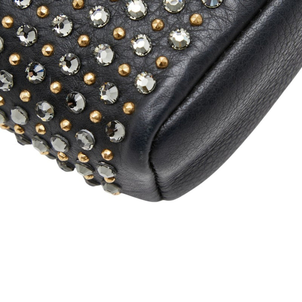 Chanel Black Leather Rhinestone Handbag