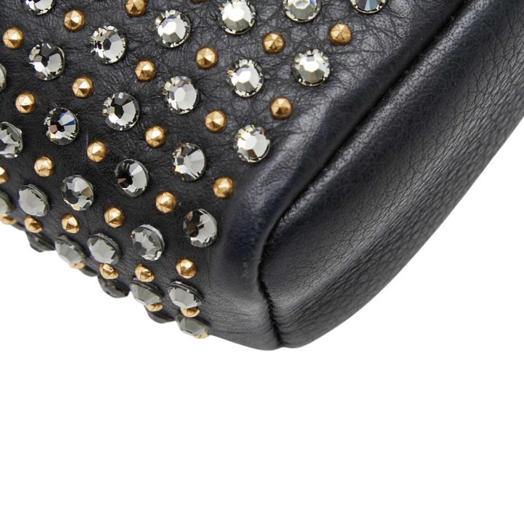 Chanel Black Leather Rhinestone Handbag