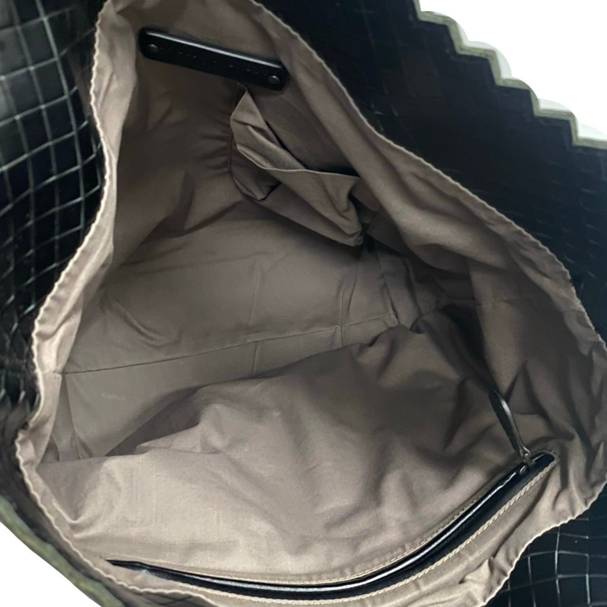 Bottega Veneta Black Leather Canvas Handbag Tote Bag