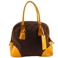 Prada Brown Canvas Boston Bag Tote Bag