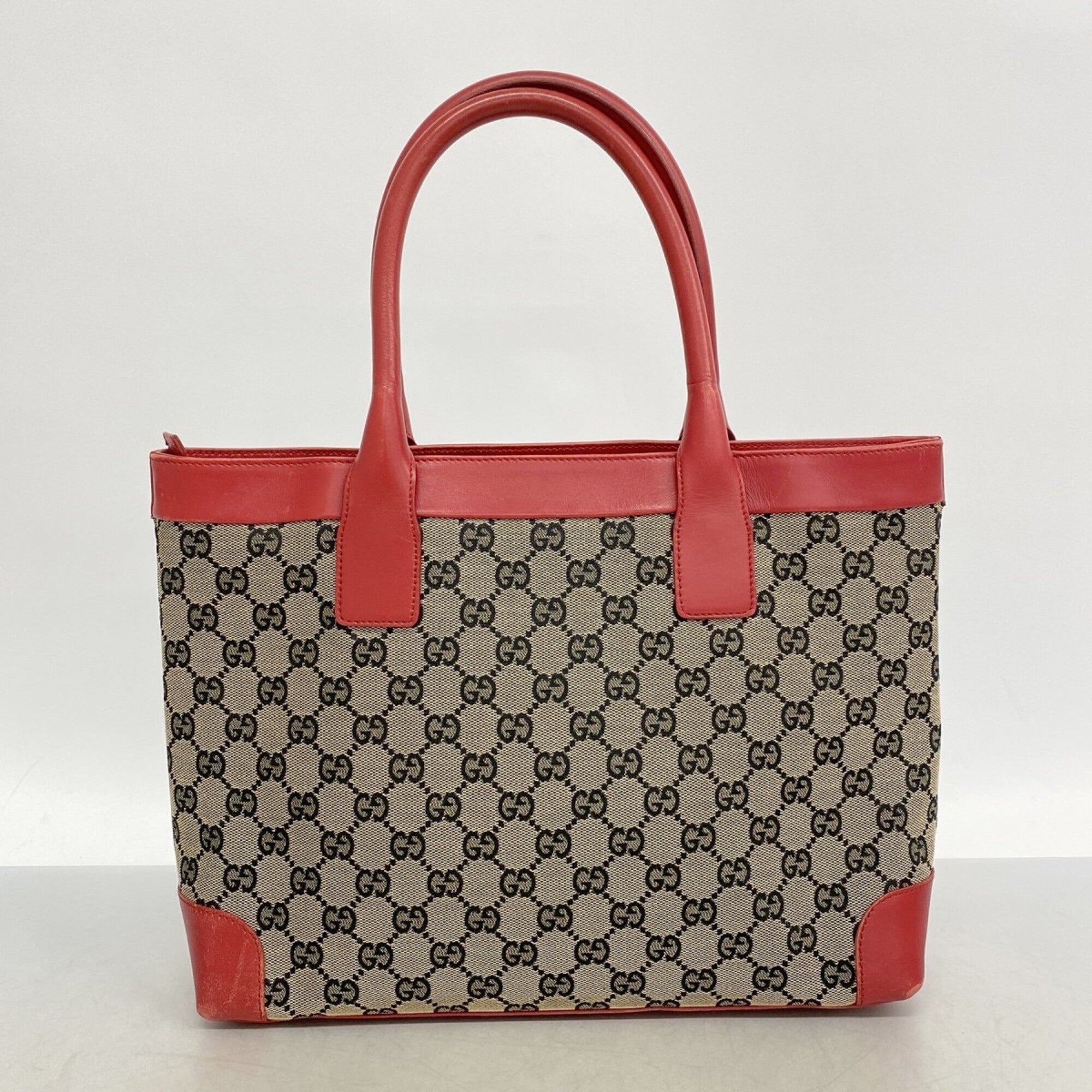 Gucci Black Red Color Canvas Tote Bag (Pre-Owned)
