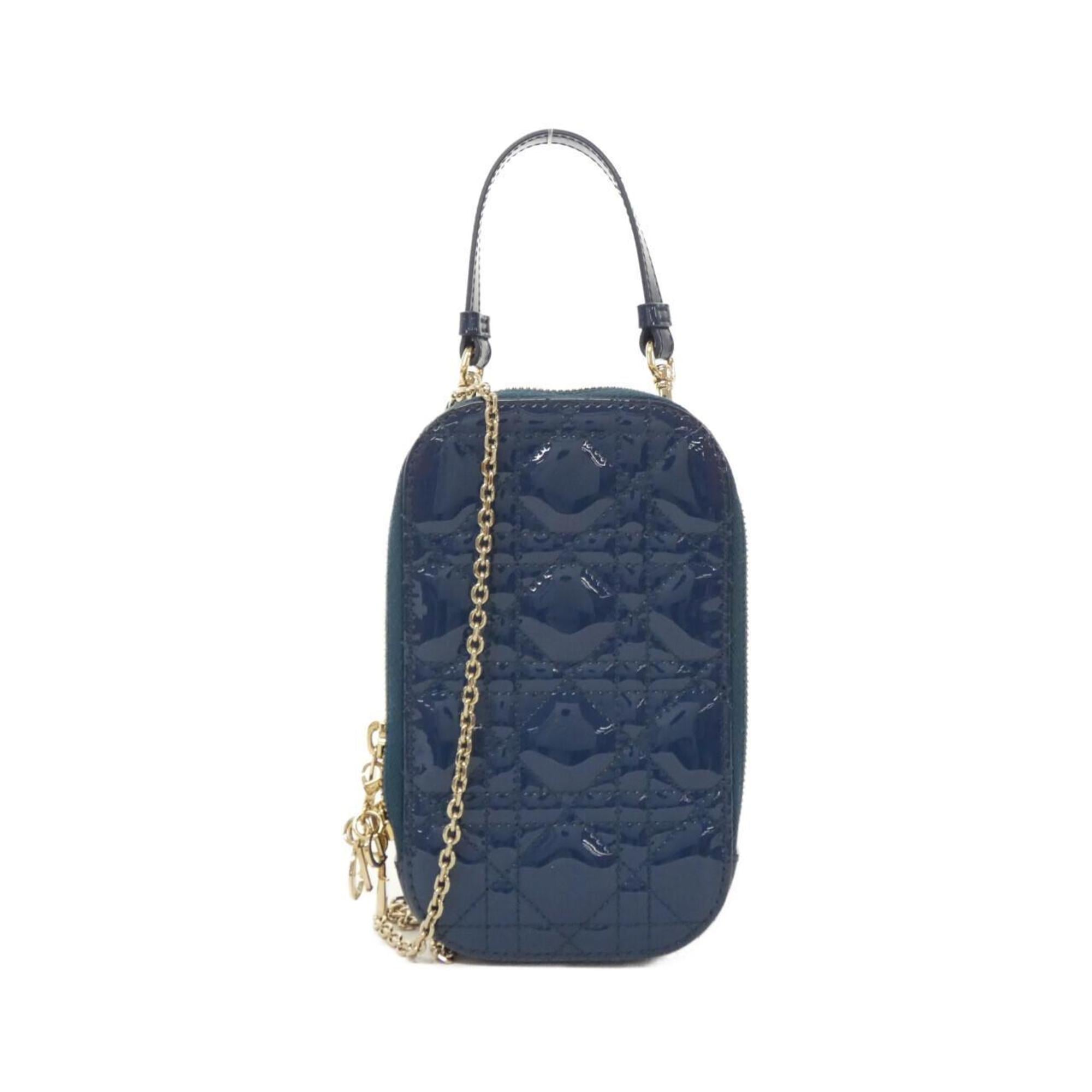 Christian Dior Blue Leather Handbag Pouch Shoulder Bag (Pre-Owned)