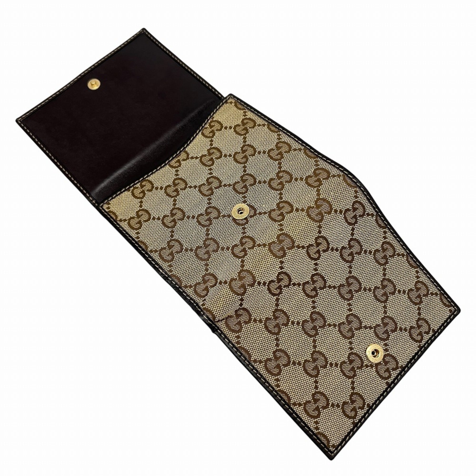 Gucci Beige Brown Canvas Leather Wallet (Bi-Fold) (Pre-Owned)