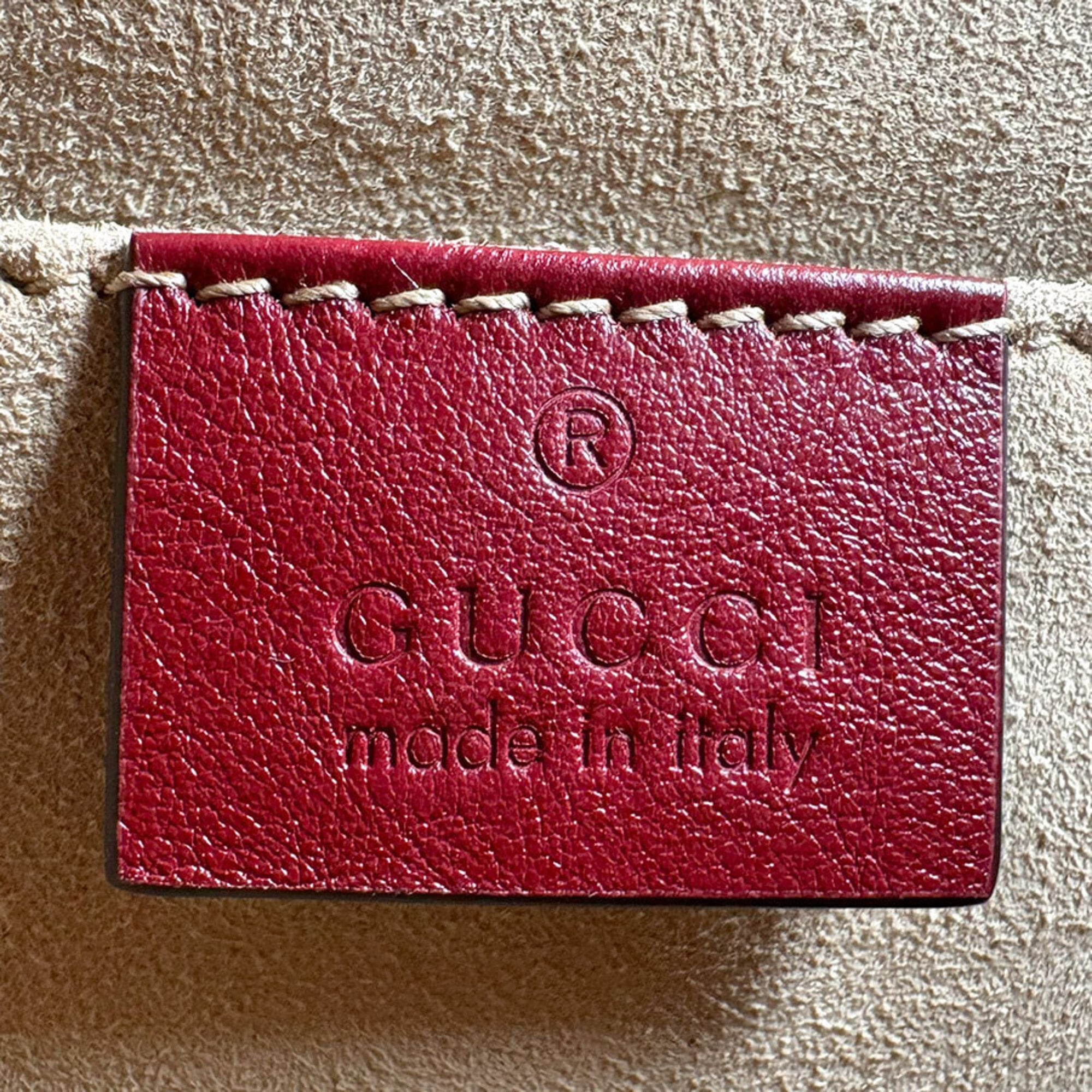 Gucci Red Color Leather Handbag Shoulder Bag Tote Bag (Pre-Owned)