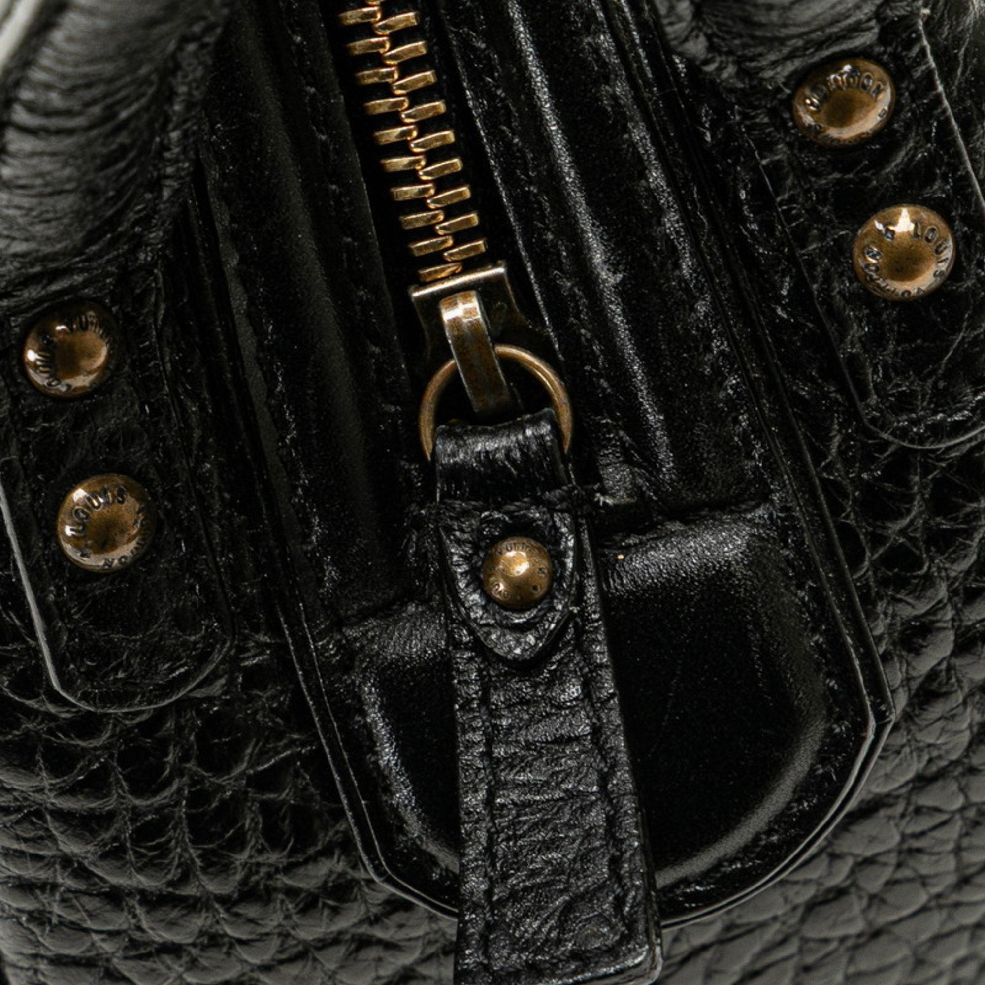 Louis Vuitton Black Khaki Noir Leather Handbag Shoulder Bag