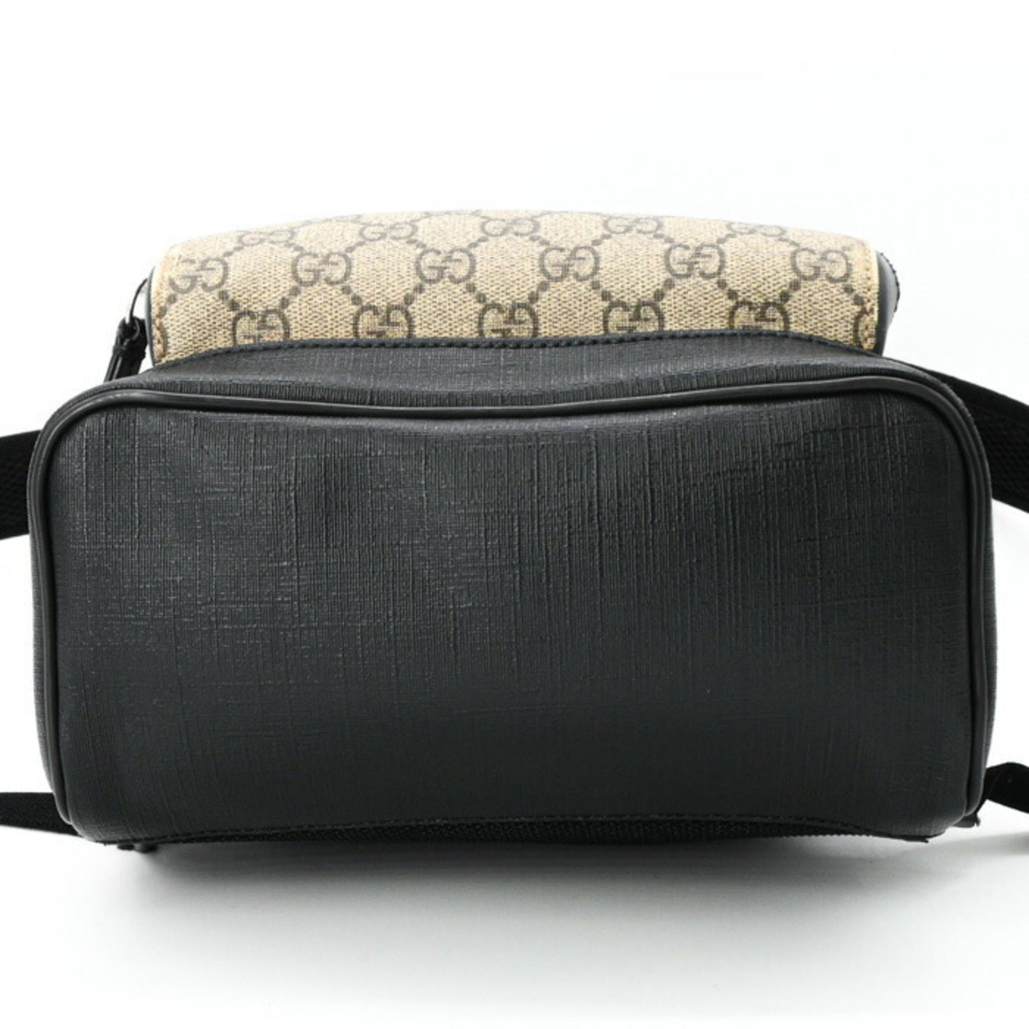 Gucci Beige Black Gg Supreme Leather Backpack (Pre-Owned)