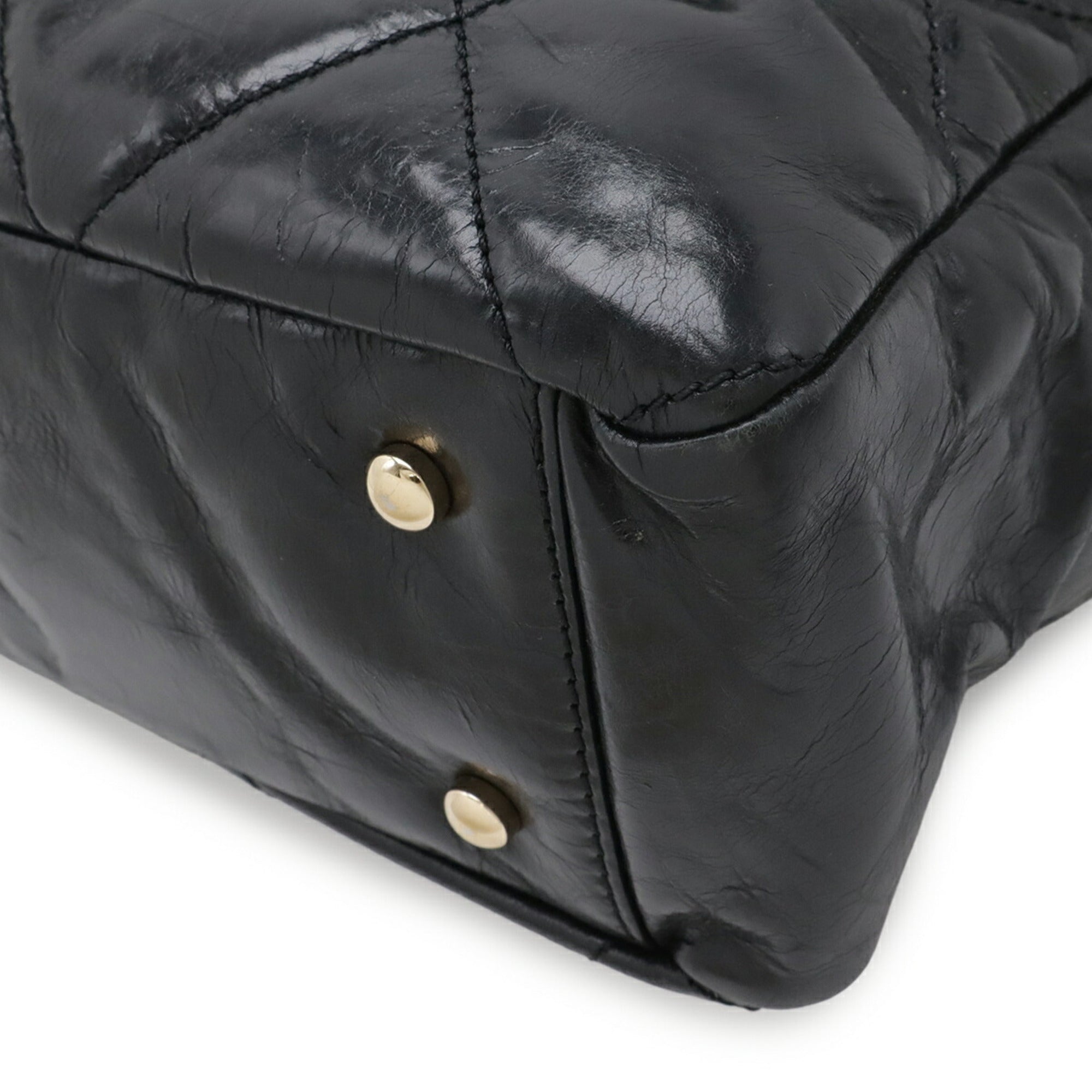 Chanel Black Ivory Leather Tweed Shoulder Bag Tote Bag