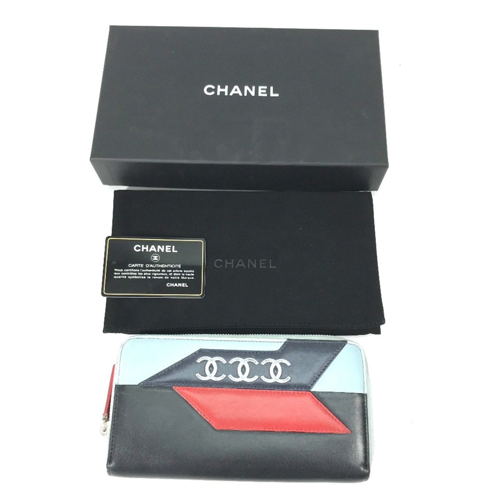 Chanel Black Leather Long Wallet (Bi-Fold)