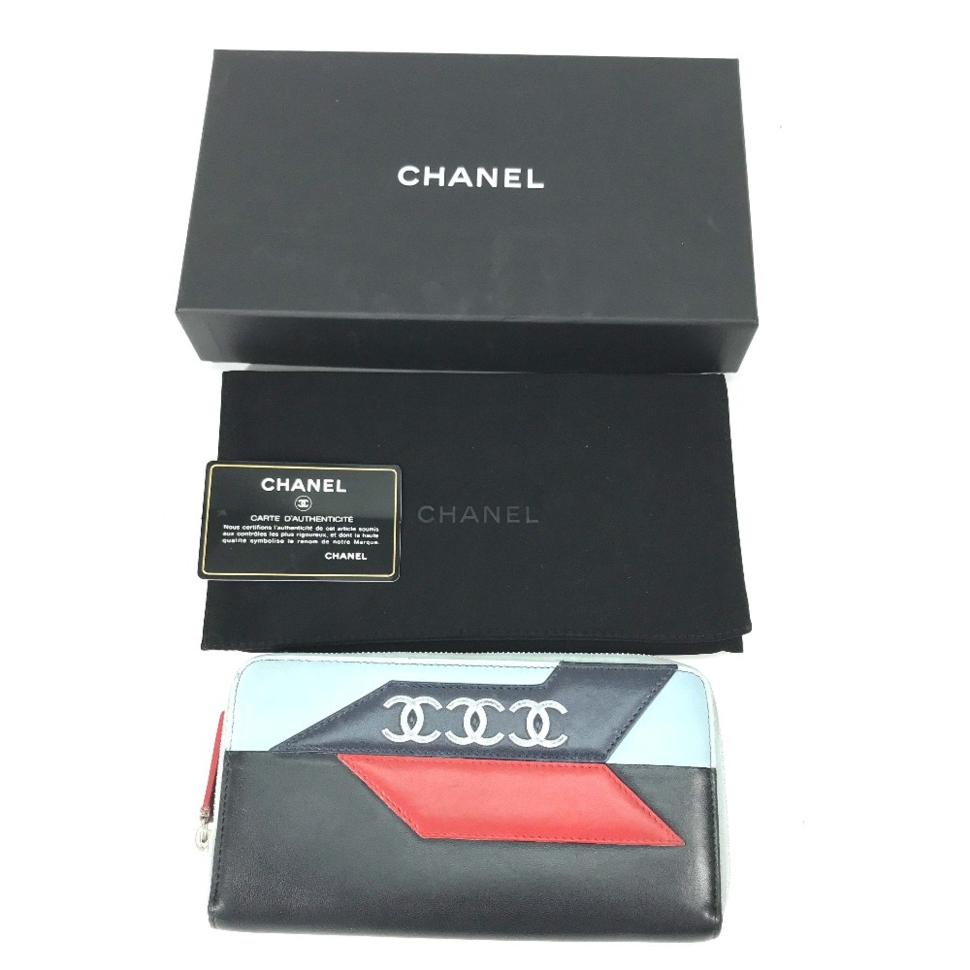Chanel Black Leather Long Wallet (Bi-Fold)
