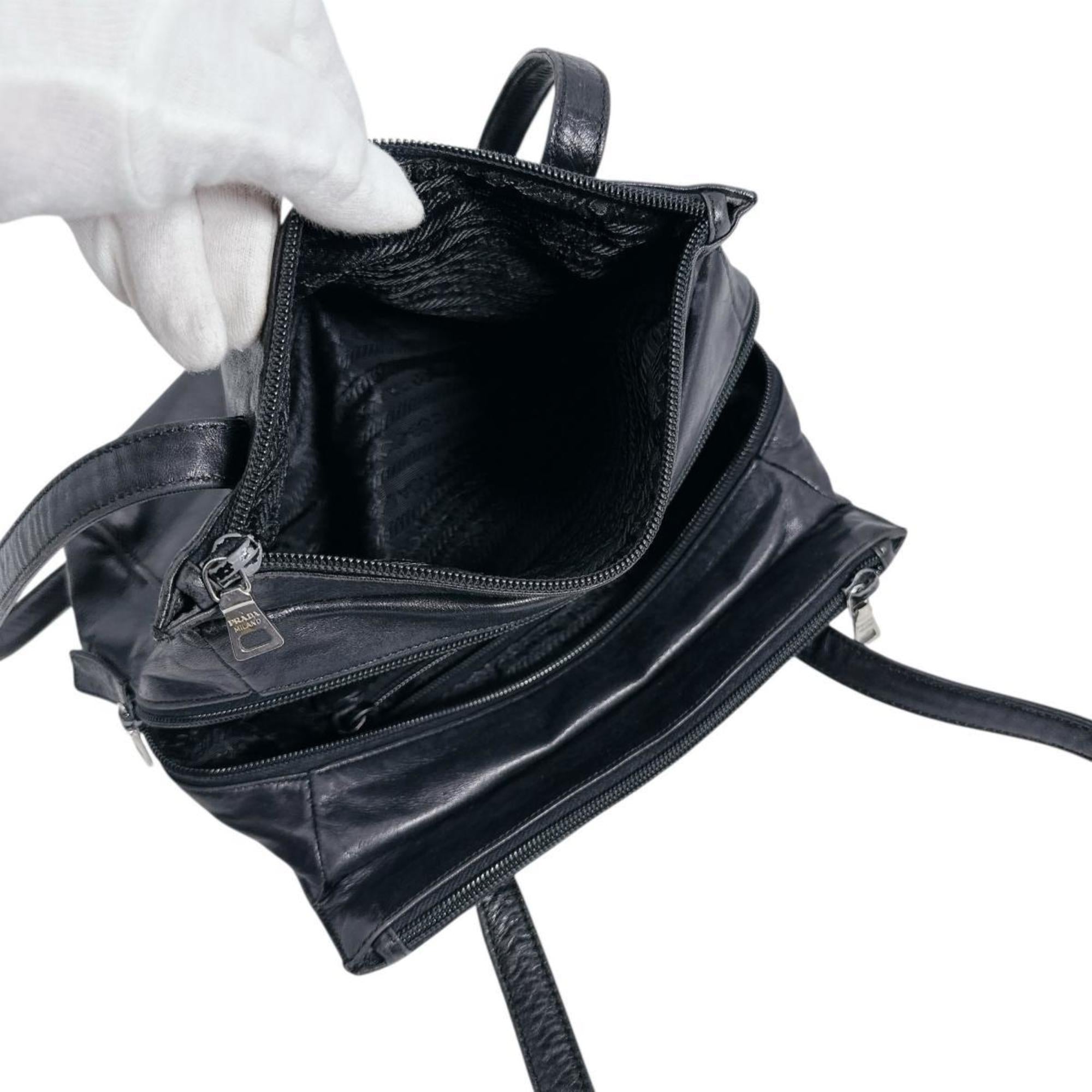 Prada Black Leather Tote Bag