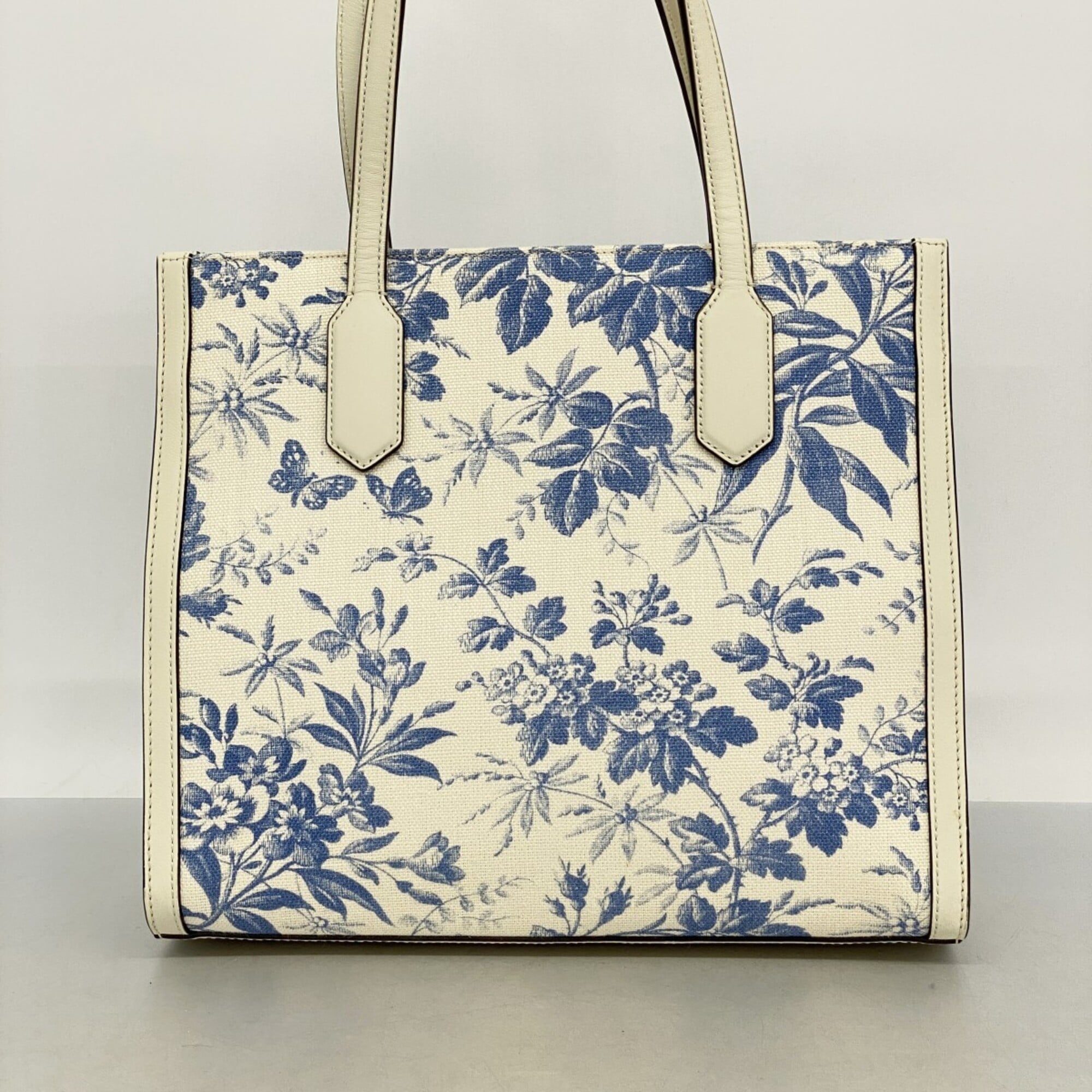 Gucci Blue White Canvas Tote Bag (Pre-Owned)