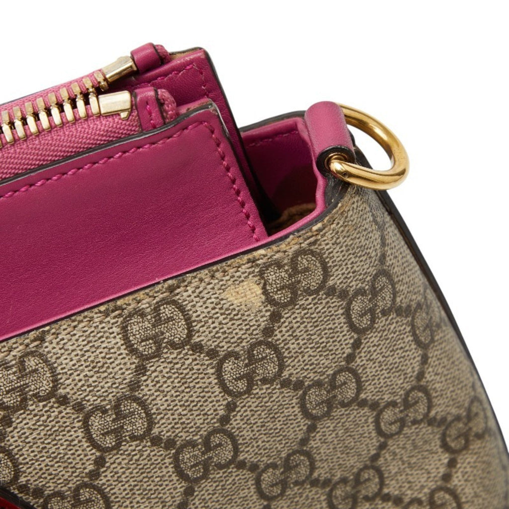 Gucci Beige Pink Red Color Pvc Leather Handbag Shoulder Bag (Pre-Owned)