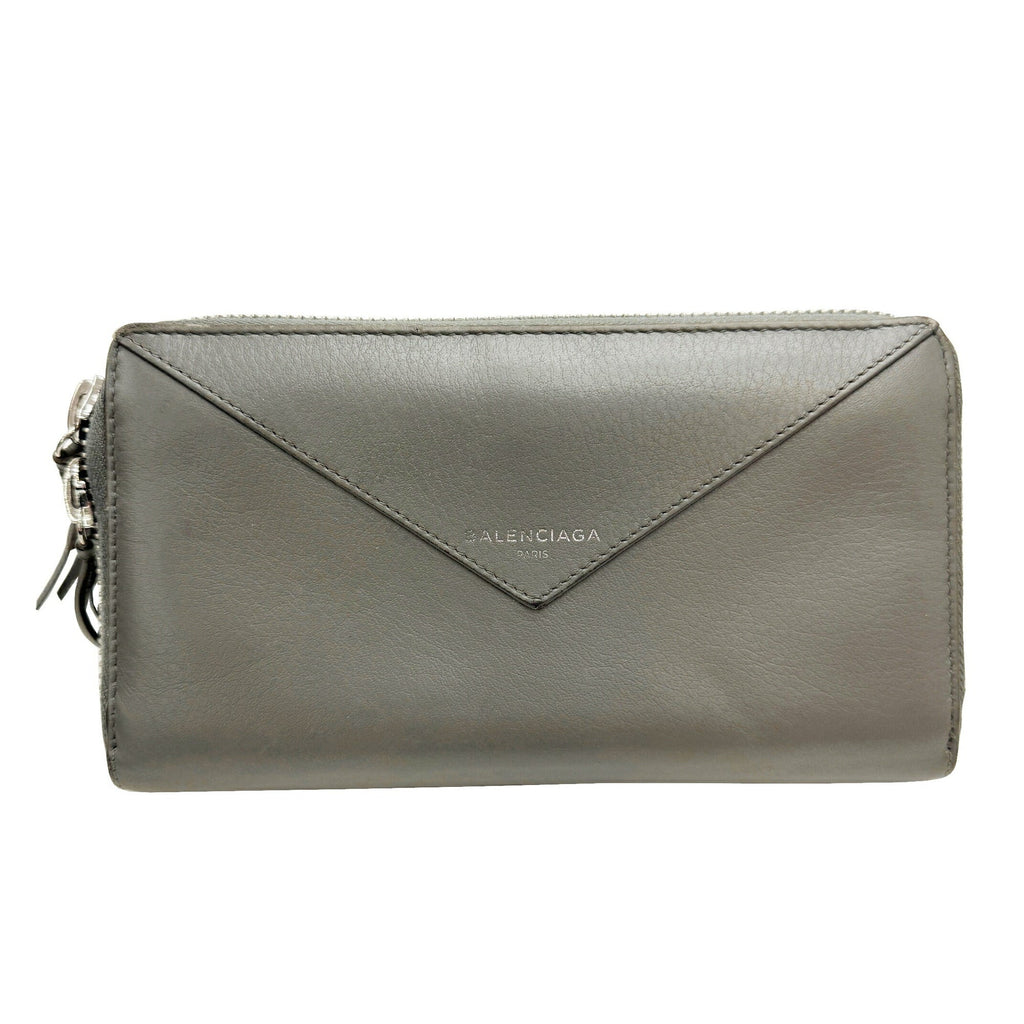 Balenciaga Gray Leather Long Wallet (Bi-Fold)
