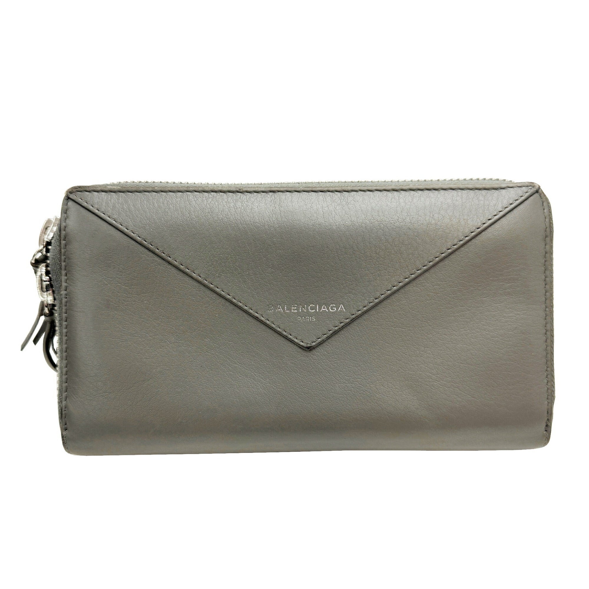 Balenciaga Gray Leather Long Wallet (Bi-Fold)