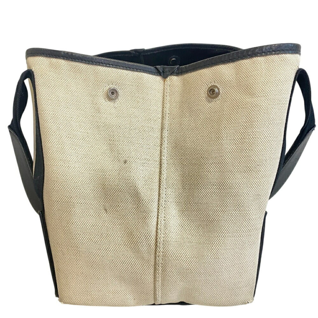 Balenciaga Black Ivory Canvas Leather Hand