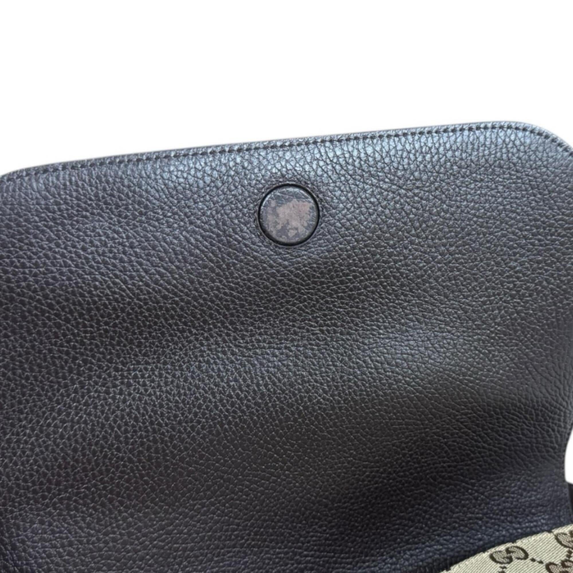 Gucci Beige Dark Brown Gg Canvas Leather Messenger Bag Shoulder Bag (Pre-Owned)