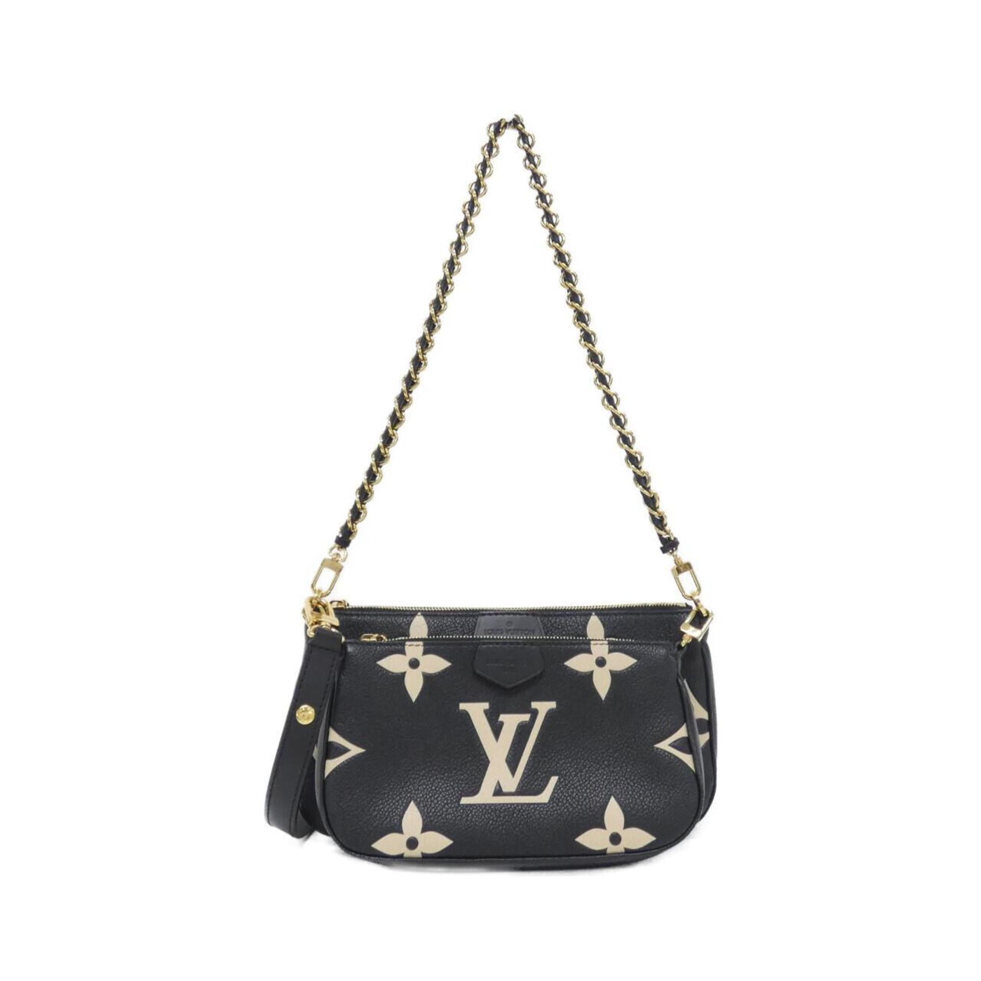 Louis Vuitton Beige Black Leather Pochette Pouch Shoulder Bag