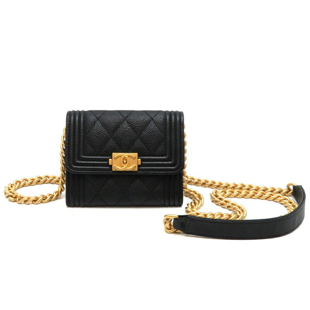 Chanel Boy Chanel Black Caviar Leather Shoulder Bag