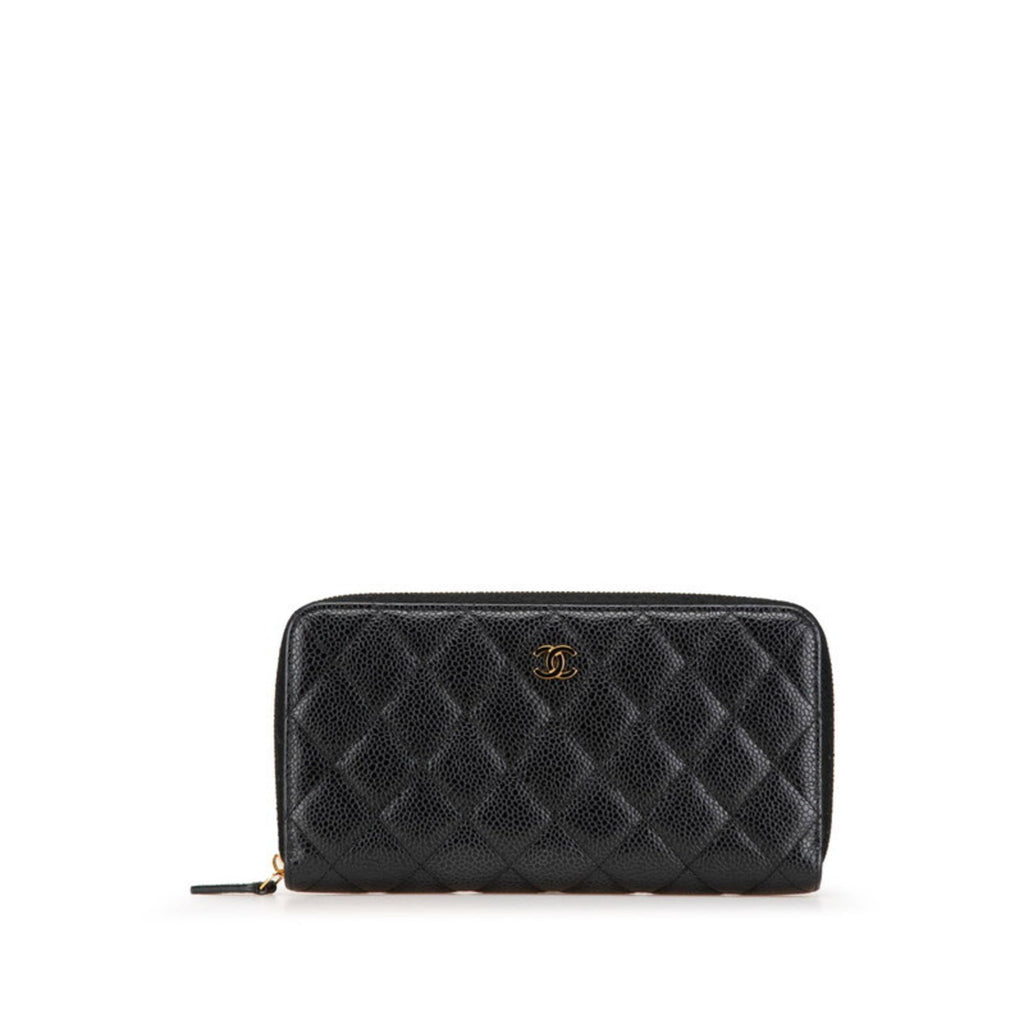 Chanel Black Grained Calfskin Long Wallet (Bi-Fold)