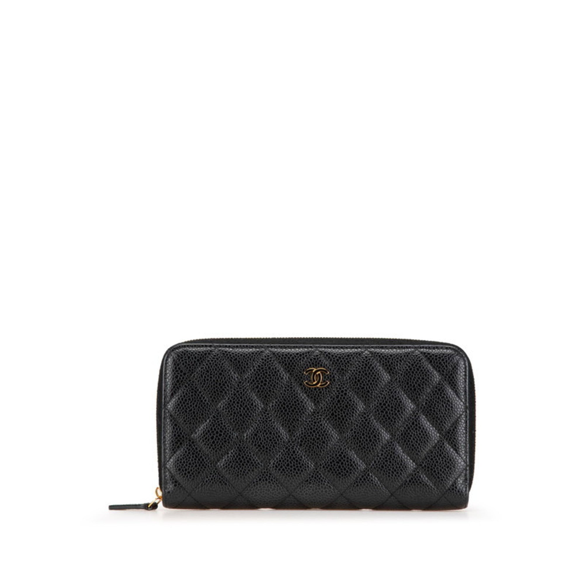 Chanel Black Grained Calfskin Long Wallet (Bi-Fold)