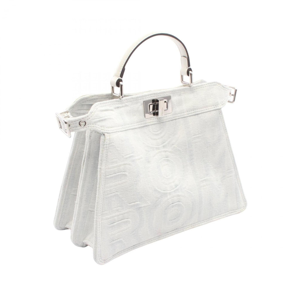 Fendi Blue White Denim Leather Handbag