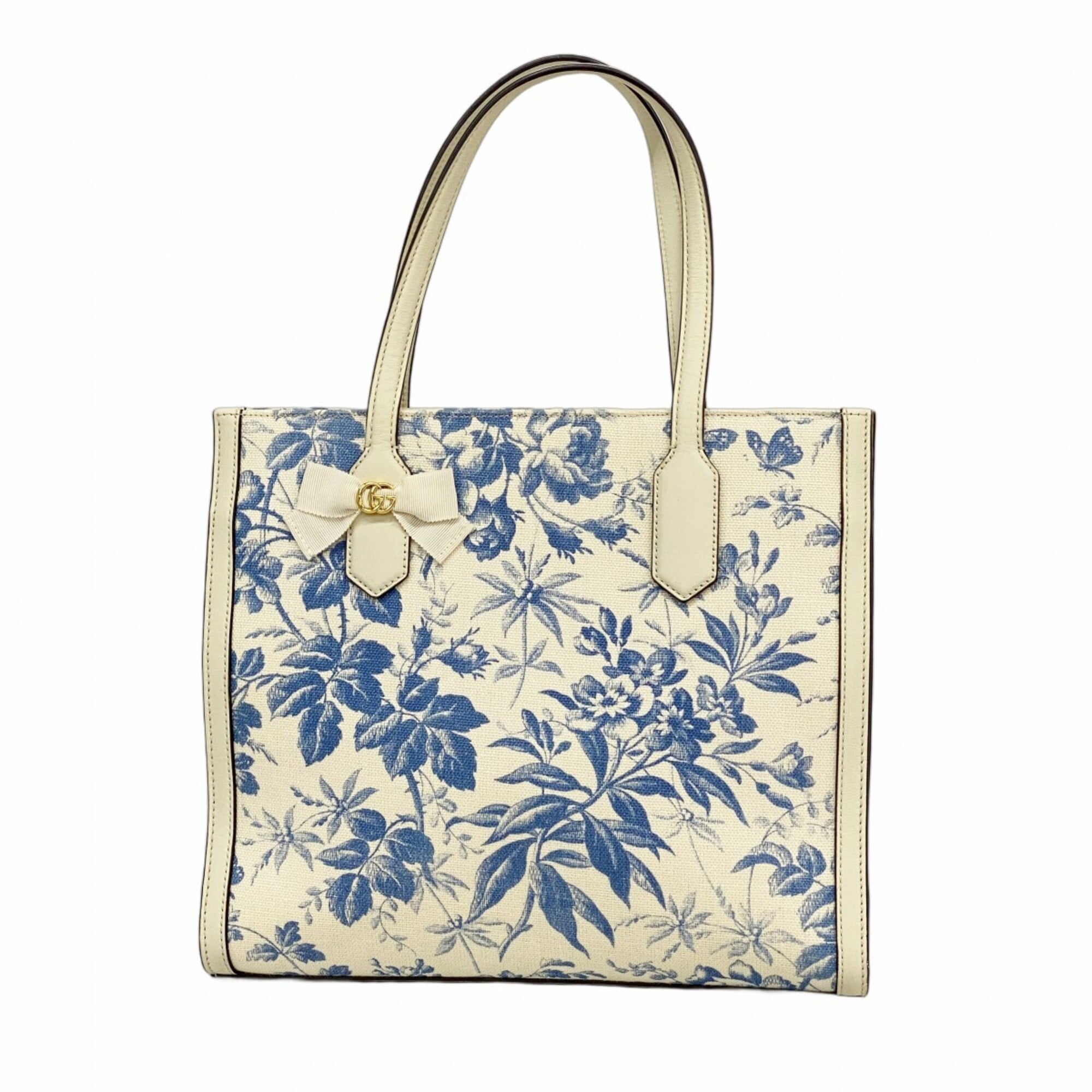 Gucci Blue White Canvas Tote Bag (Pre-Owned)