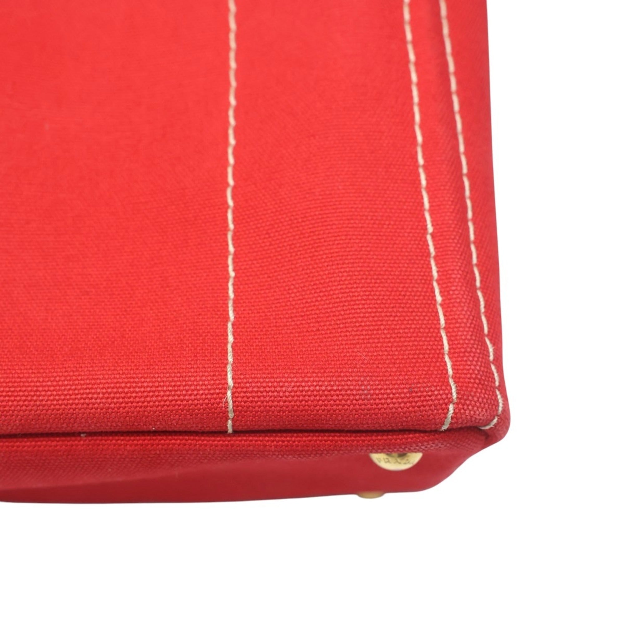 Prada Red Color Canvas Tote Bag