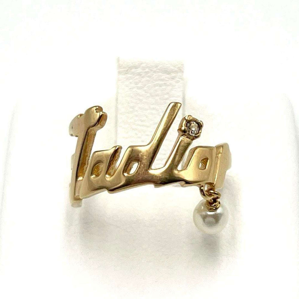 Christian Dior Metal Rhinestone Band Ring (Pre-Owned)