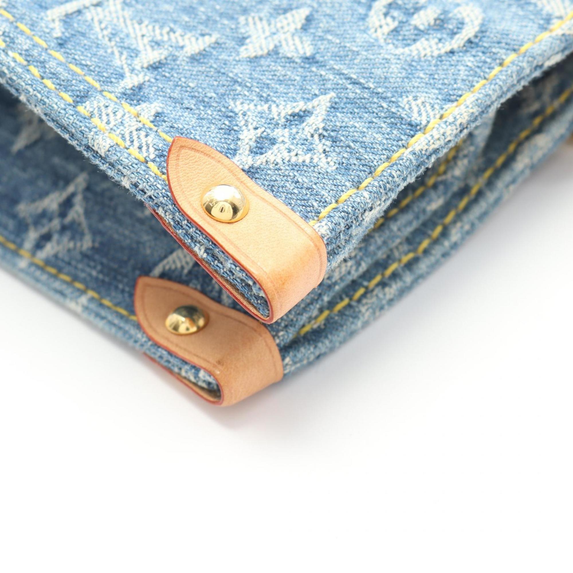 Louis Vuitton Blue Monogram Denim Denim Leather Tote Bag