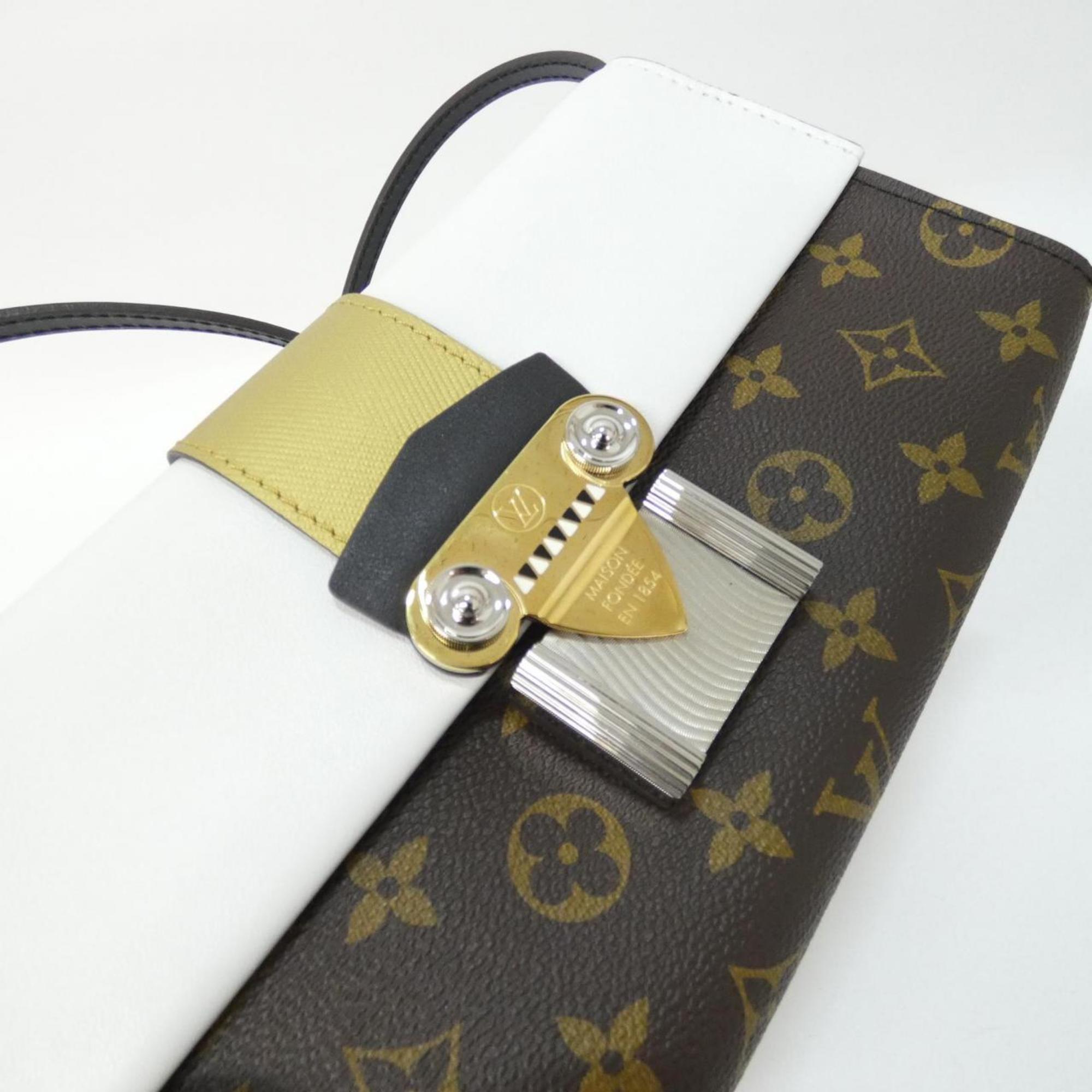 Louis Vuitton Marron White Coated Canvas Leather Handbag Pochette