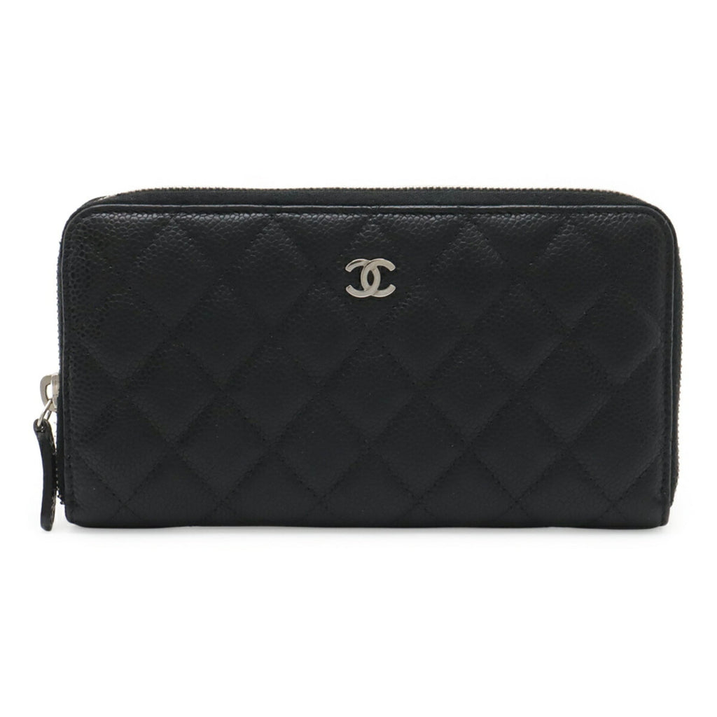 Chanel Matelasse Black Grained Calfskin Long Wallet (Bi-Fold)