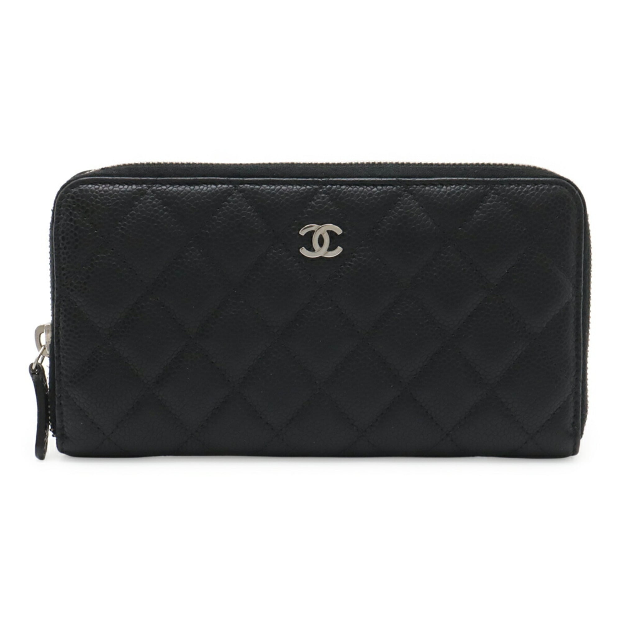 Chanel Matelasse Black Grained Calfskin Long Wallet (Bi-Fold)