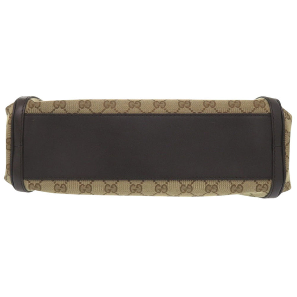 Gucci Beige Dark Brown Gg Canvas Leather Handbag Shoulder Bag (Pre-Owned)