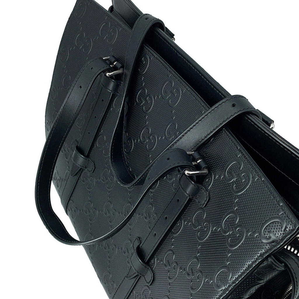 Gucci Black Leather Handbag Tote Bag (Pre-Owned)