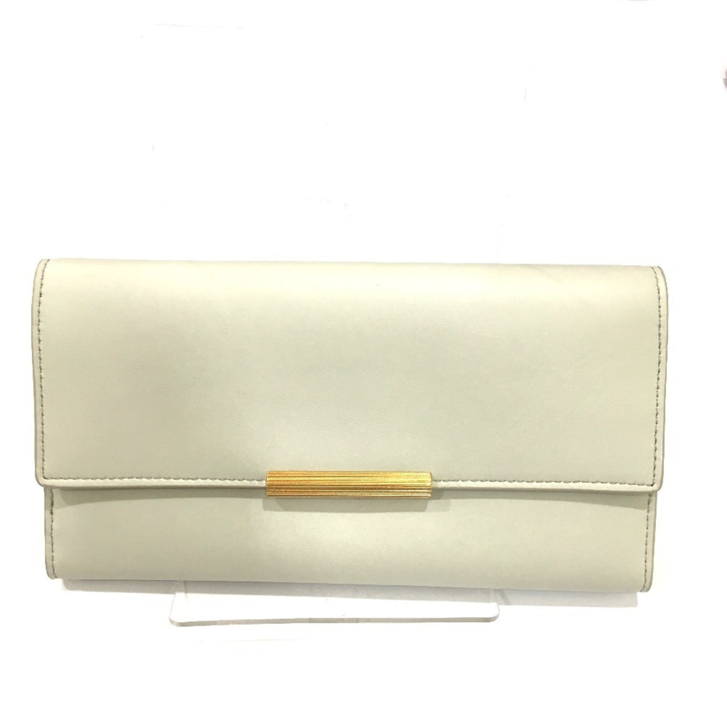 Bottega Veneta Off-White Leather Long Wallet (Tri-Fold)
