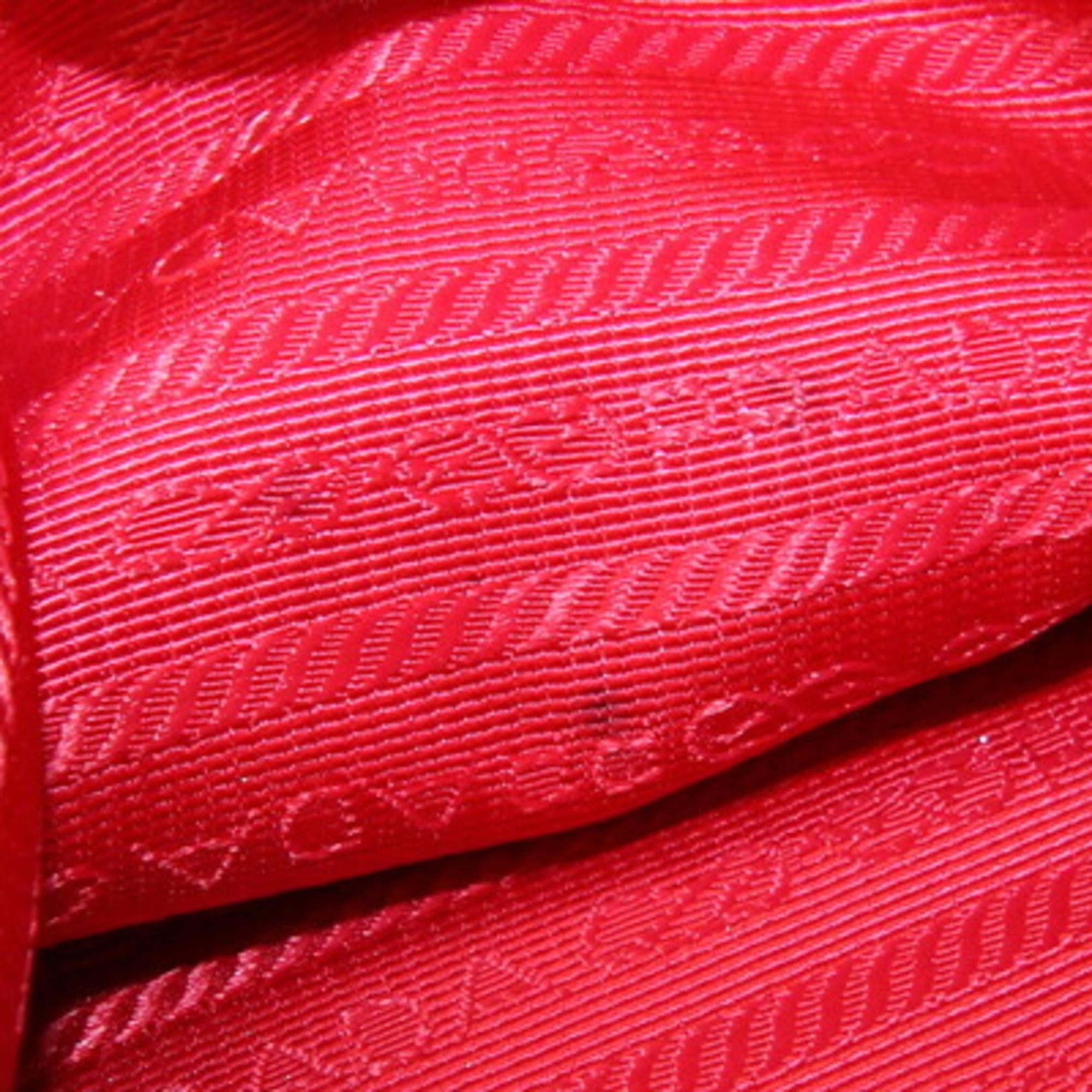 Prada Red Color Nylon Leather Handbag Pouch