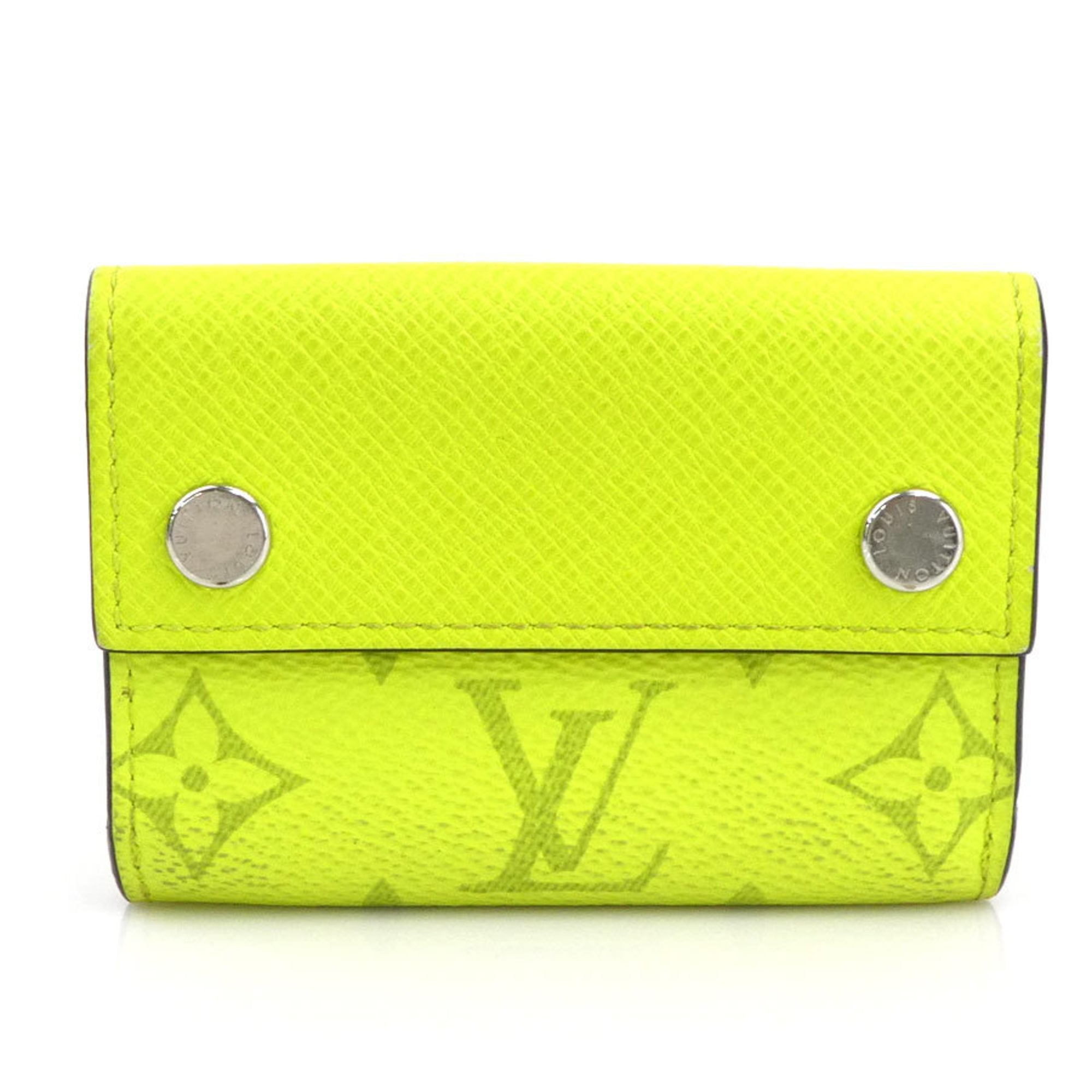 Louis Vuitton Green Yellow Pvc Leather Wallet (Tri-Fold)