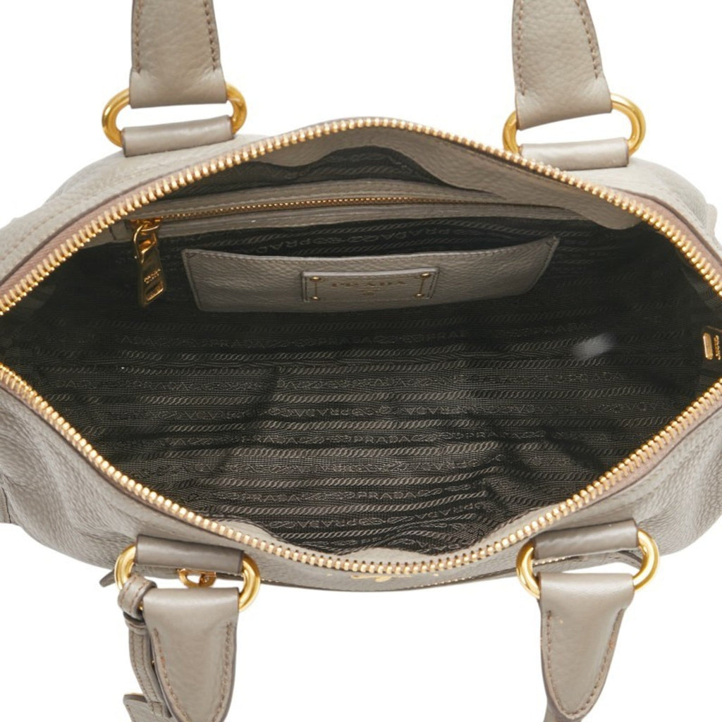 Prada Gray Leather Handbag Shoulder Bag