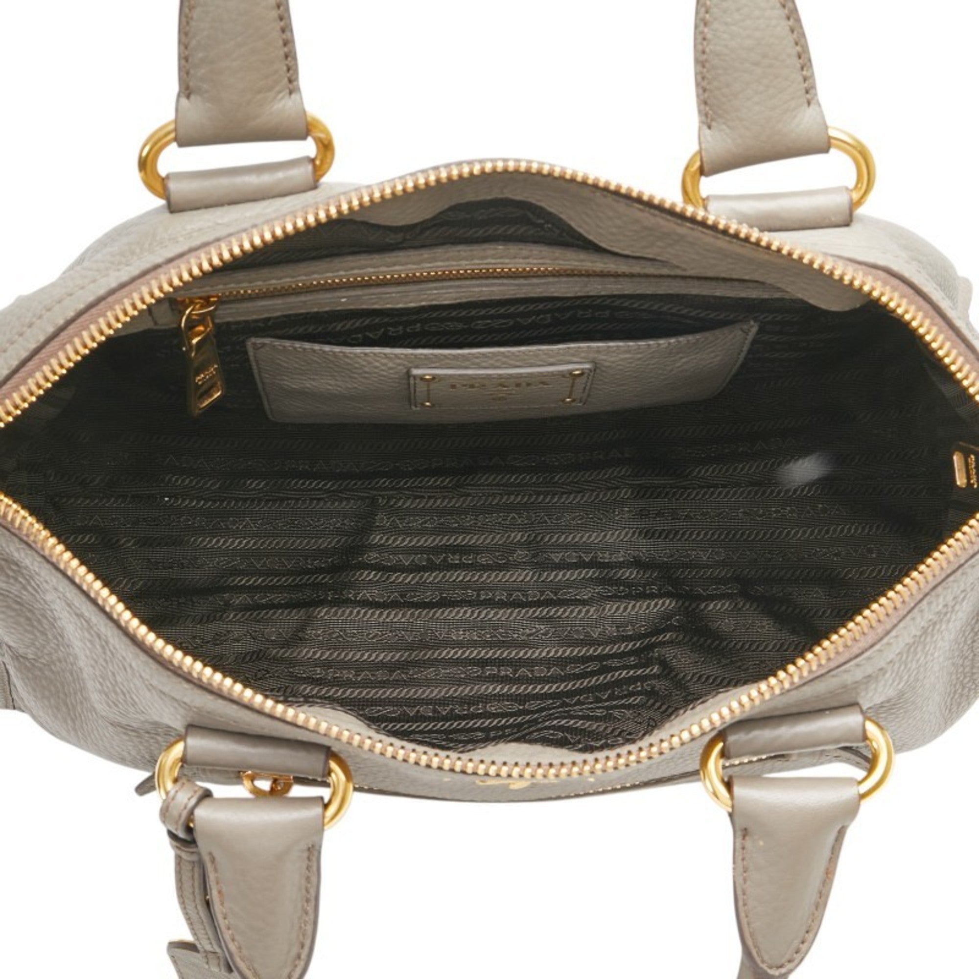 Prada Gray Leather Handbag Shoulder Bag