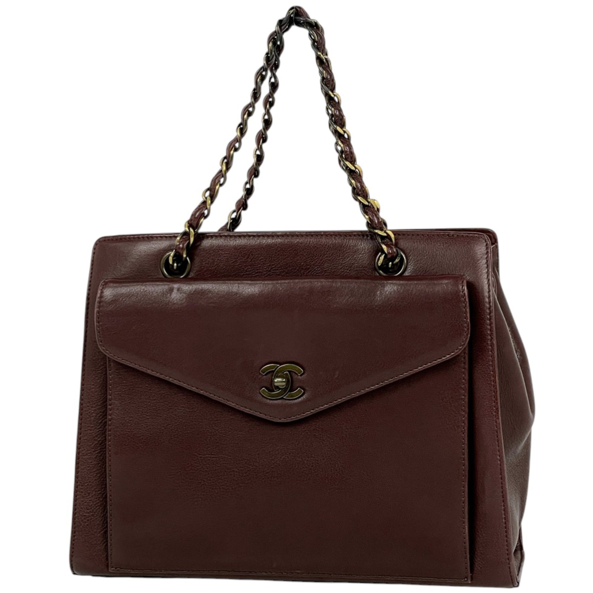 Chanel Brown Leather Handbag Tote Bag