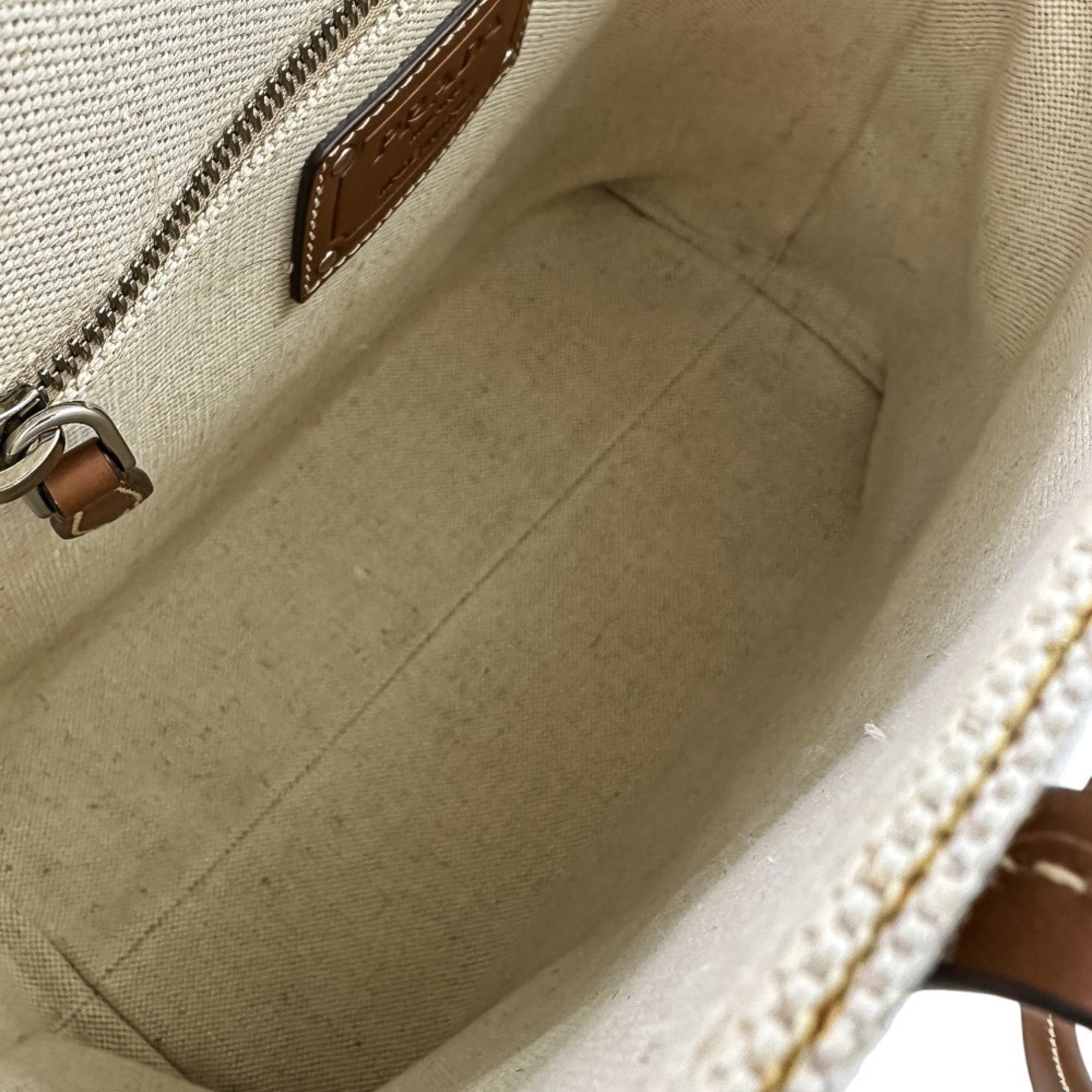 Prada Brown Off-White Coated Canvas Tote Bag