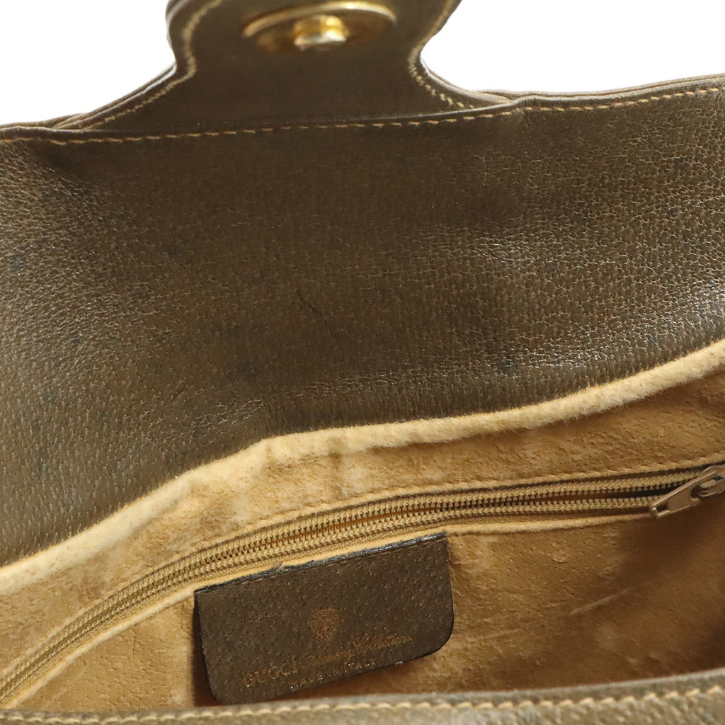 Gucci Gg Plus Beige Brown Green Red Color Coated Canvas Leather Pochette Shoulder Bag (Pre-Owned)