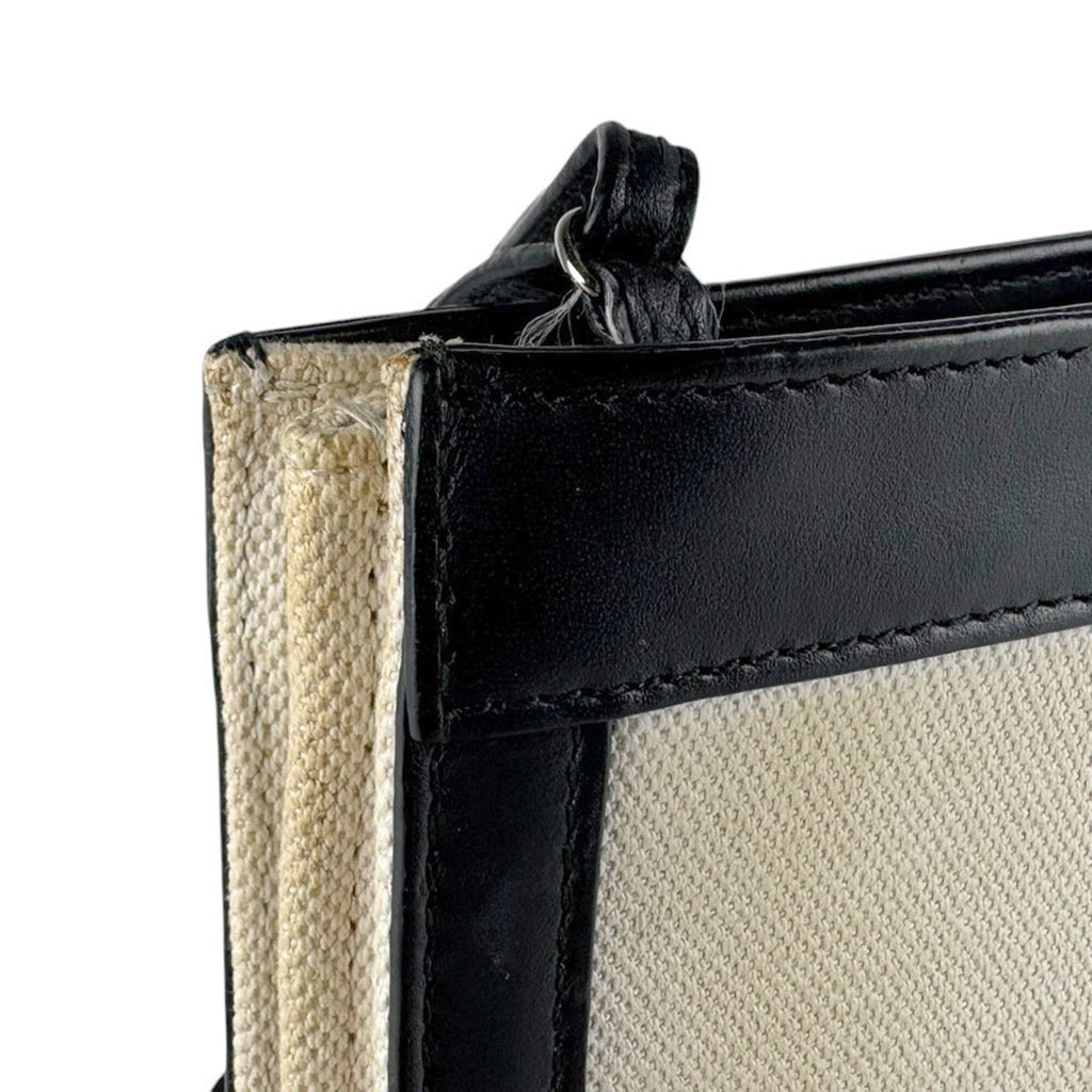 Balenciaga Black Ivory Canvas Leather Shoulder