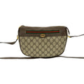 Gucci Brown Green Red Color Leather Pvc Shoulder Bag (Pre-Owned)