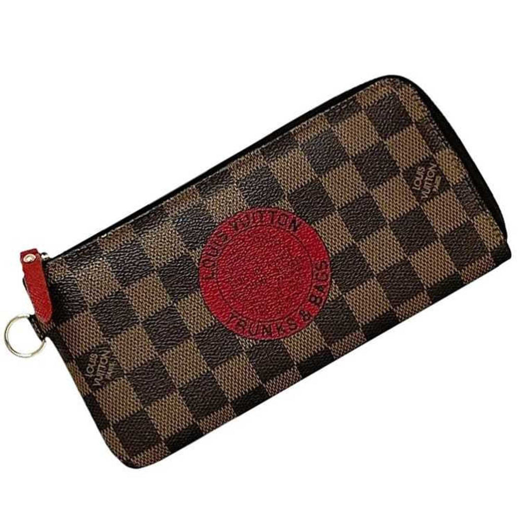 Louis Vuitton Brown Damier Canvas Ebene Red Color Damier Canvas Long Wallet
