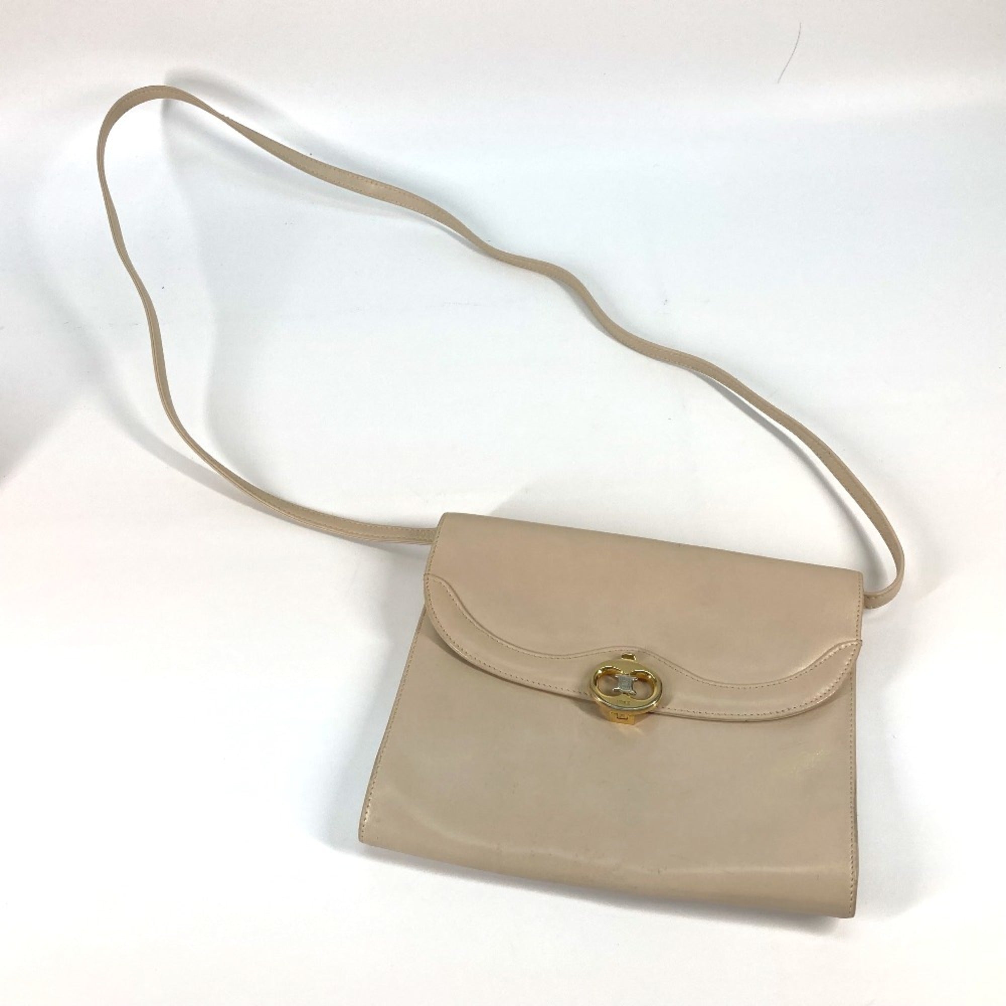 Celine Beige Leather Shoulder Bag